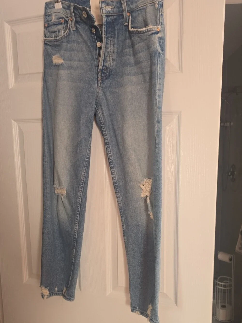 MOTHER The Tomcat Light Blue Distressed Women’s Jeans